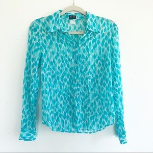 KORS Michael Kors Semi Sheer Button Down Small EUC